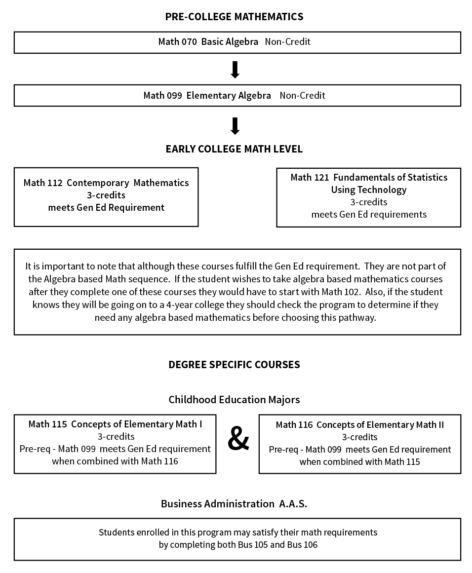 Mathematics Flowchart for Non-STEM Degree Programs